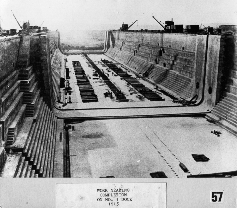 Rosyth Dock No. 1 nearing completion 1915