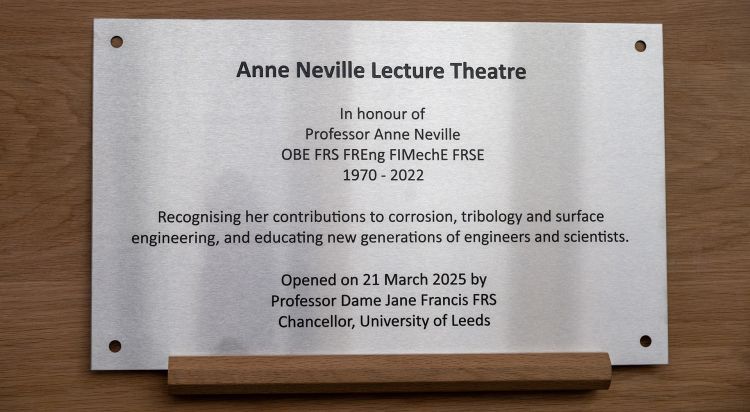 The Anne Neville Lecture Theatre plaque, University of Leeds