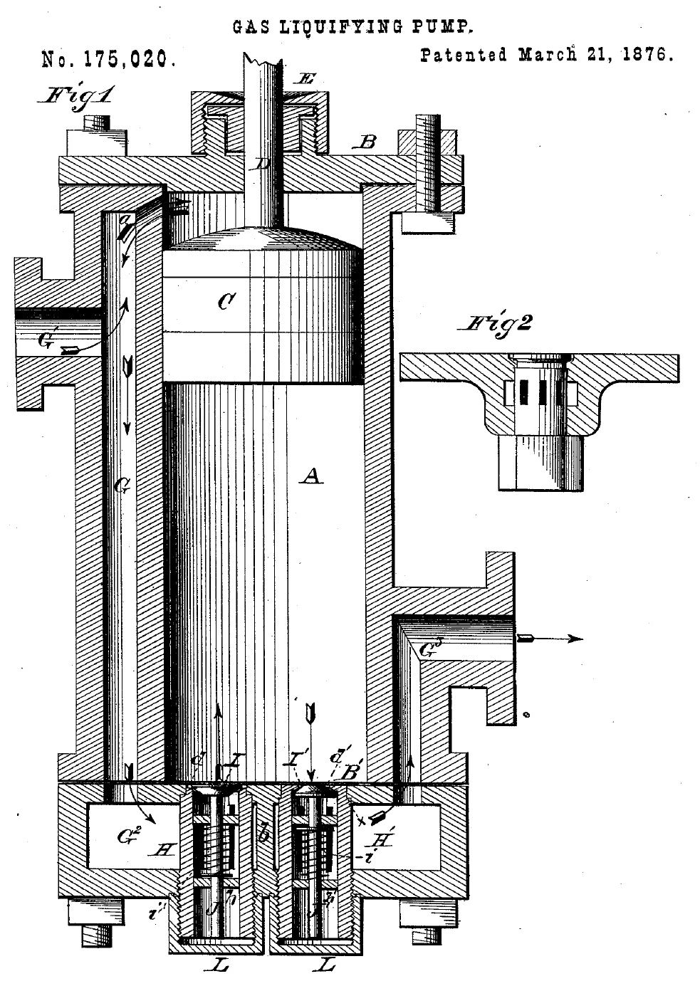 James Boyle's application for a US patent for an improved Gas-liquefying Pump. Patent granted 21 March 1876