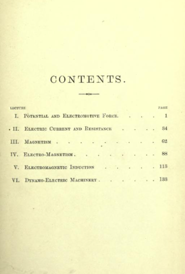 A course of lectures on electricity, published 1888