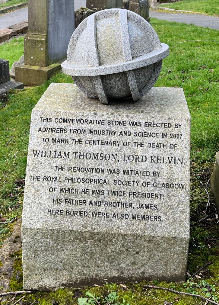 Royal Philosophical Society of Glasgow&nbsp;commemorative stone&nbsp;in Glasgow Necropolis&nbsp;adjacent to the family gravestone