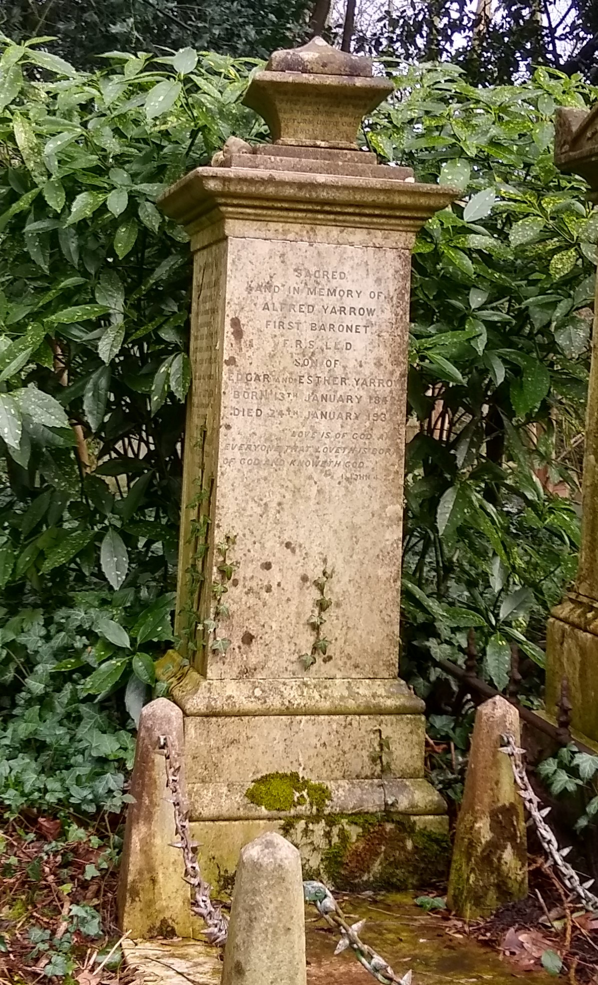 The grave of Sir Alfred Yarrow in Highgate Cemetery, London