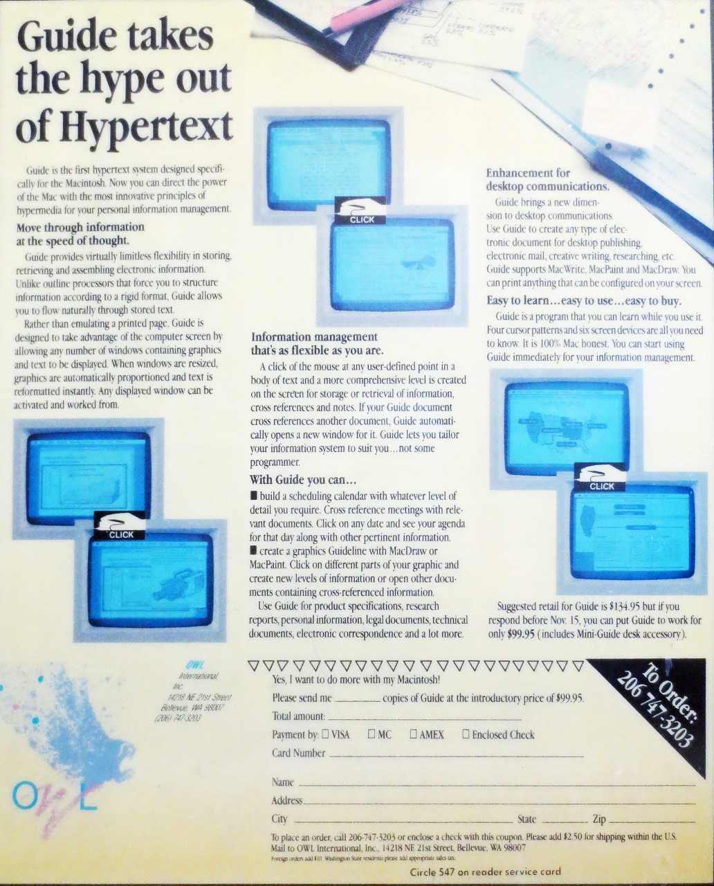 Advertisement for the Guide program for the Mac