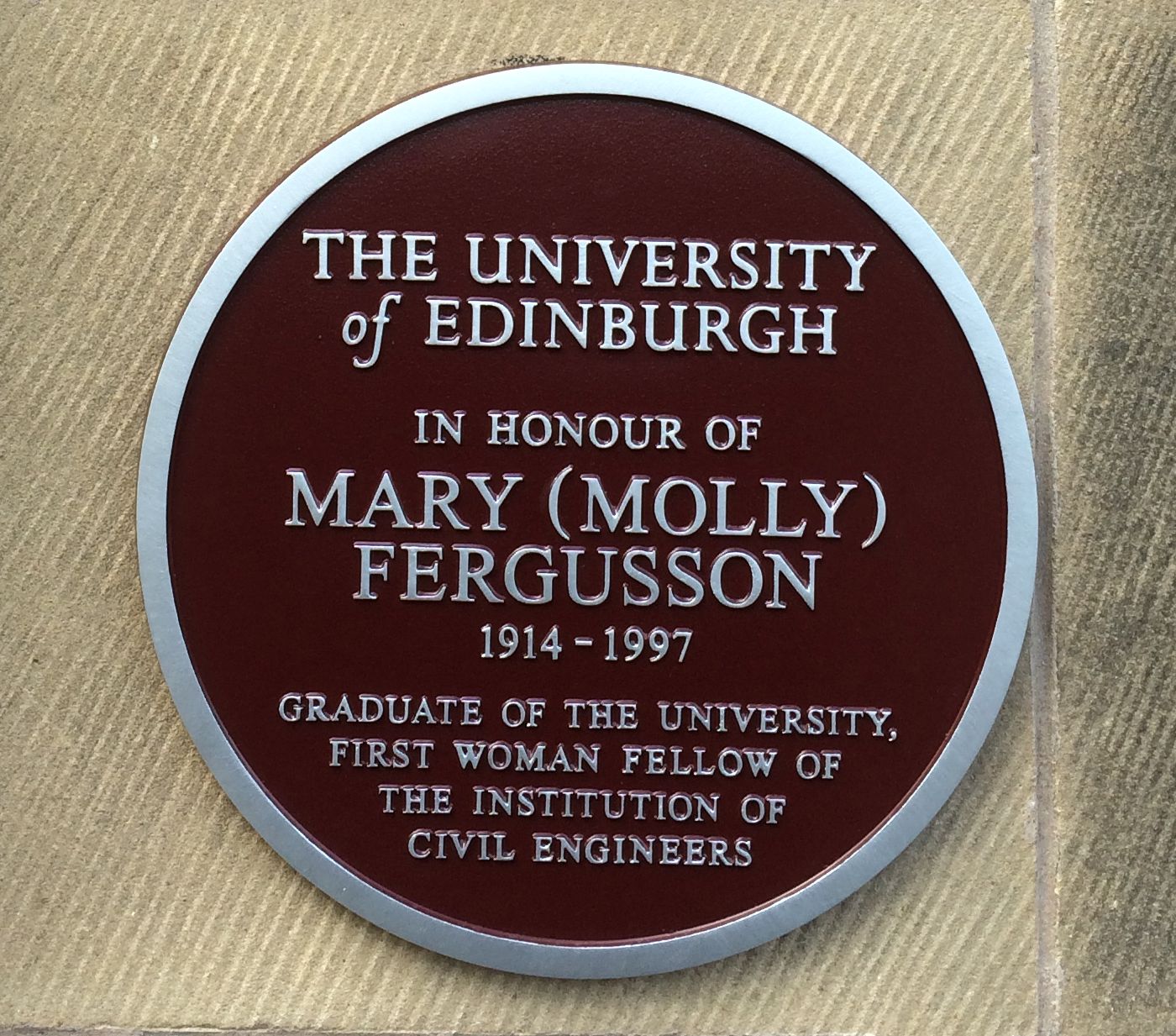 Plaque on the Sanderson Building, School of Engineering, University of Edinburgh