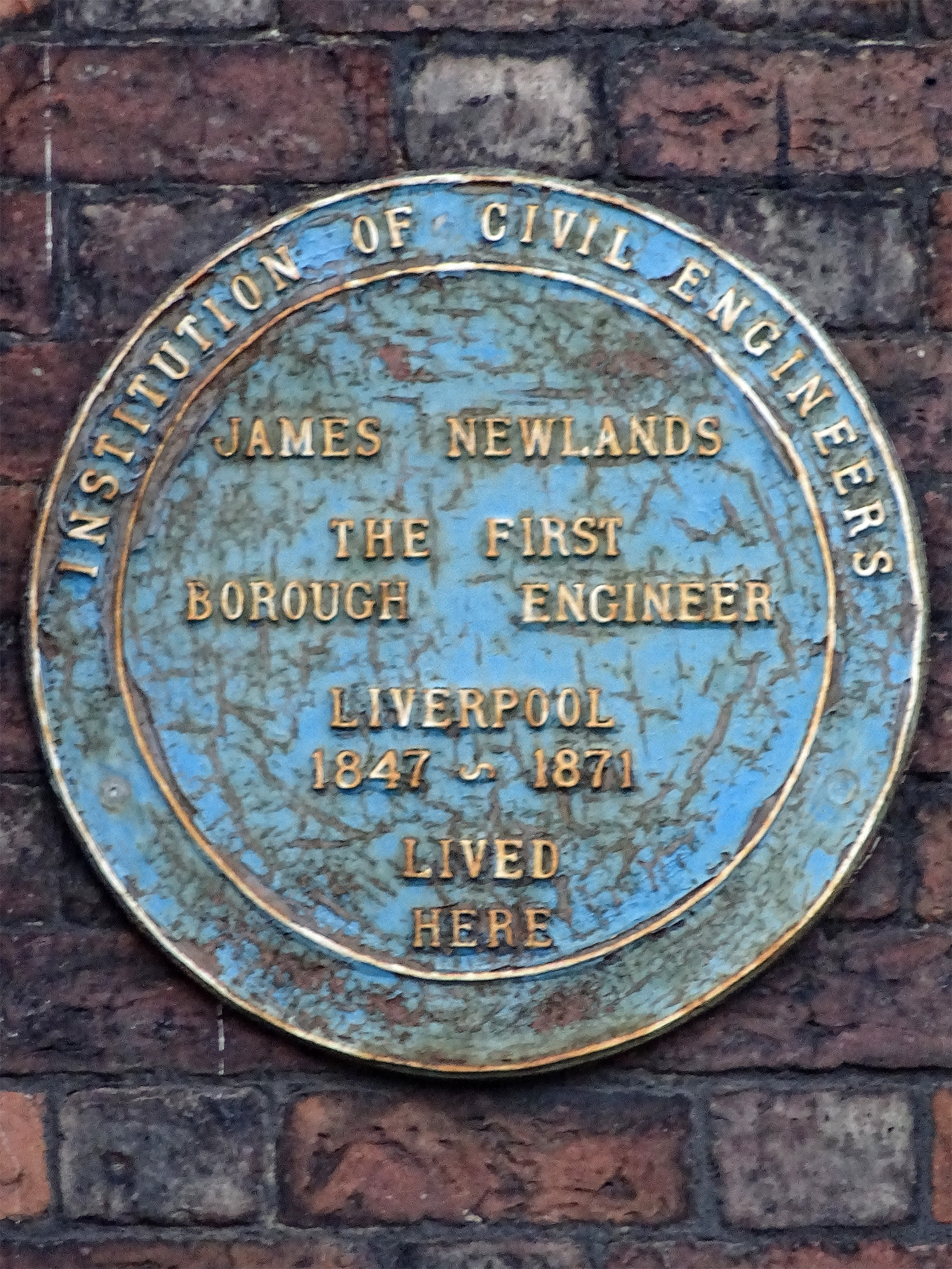 Institution of Civil Engineers plaque at 19 Abercromby Square, Liverpool