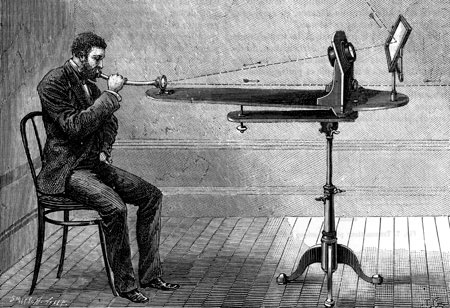 The Photophone transmitted speech on a beam of light, first demonstrated by Bell and Tainter in 1880