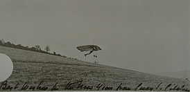 Pilcher flying the Hawk at Eynsford, Kent, 1896